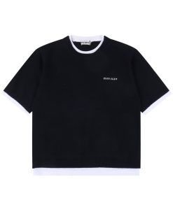 Alternative view of 미우미* 레이어드 니트 배색 반팔 티셔츠 MU-012