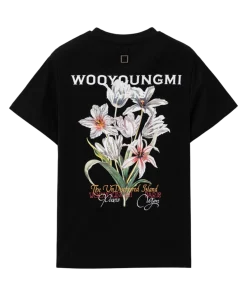 우영* 컬러 플라워 티셔츠 블랙 W-001