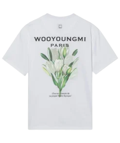 우영* 플라워 프린트 백로고 티셔츠 화이트 W-002