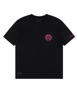 Alternative view of 크롬하* 핑크 말발굽 크로스 프린트 반팔 티셔츠 CH-009 블랙