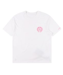 Alternative view of 크롬하* 핑크 말발굽 크로스 프린트 반팔 티셔츠 CH-009 화이트
