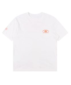 Alternative view of 크롬하* 오렌지 크로스 프린트 반팔 티셔츠 CH-011 화이트