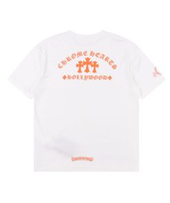 크롬하* 오렌지 크로스 프린트 반팔 티셔츠 CH-011 화이트