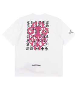 크롬하* 핑크 대거 그래픽 반팔 티셔츠 CH-017 화이트